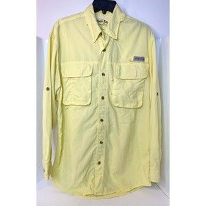 Men's Bimini Bay Outfitters LTD Button Shirt-Yellow-Collar-Long Sleeve-Sz. Small